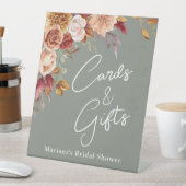 Sage Groene Herfst Bloemen Vrijgezellenfeest Kaart Reclamebord Met Voetstuk (Insitu)