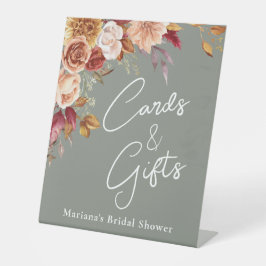 Sage Groene Herfst Bloemen Vrijgezellenfeest Kaart Reclamebord Met Voetstuk