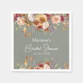 Sage Groene Herfst Bloemen Vrijgezellenfeest Servet (Voorkant)