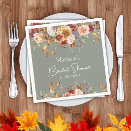 Sage Groene Herfst Bloemen Vrijgezellenfeest Servet