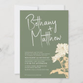 Sage groene herfst bloemencalligrafie script bruil kaart (Voorkant)