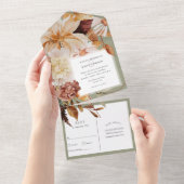 Sage Groene Herfst Elegantie, Herfst Bruiloft All In One Uitnodiging (Afscheurbaar)