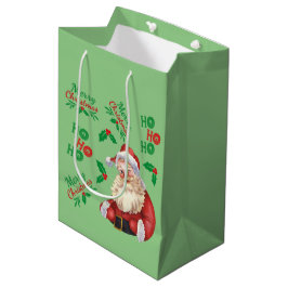  sage groene Ho Ho Santa Kersttrendy Medium Cadeauzakje