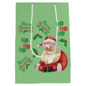  sage groene Ho Ho Santa Kersttrendy Medium Cadeauzakje (Achterkant)