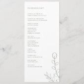 Sage Groene Huwelijksceremonie Minimalistische Ele Programmakaart (Achterkant)