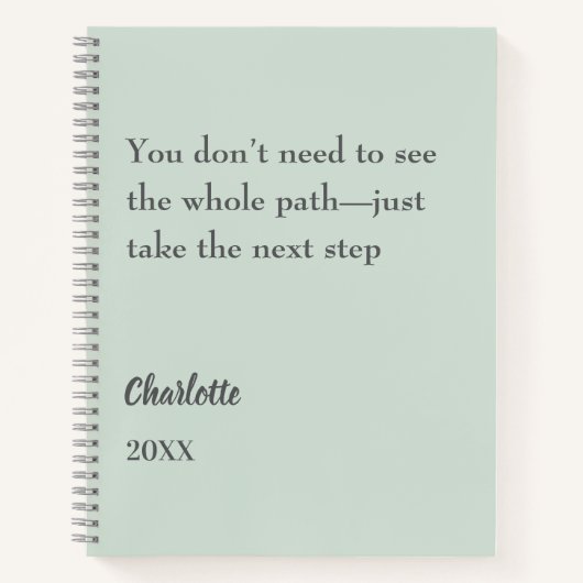 Sage groene inspirerende doel citaat notitieboek (Voorkant)