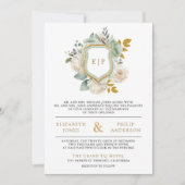 Sage Groene Ivoor Bloemen QR Code Kreeft Trouwen Kaart (Voorkant)