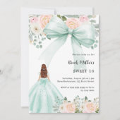 Sage groene jurk boog roze bloemen Sweet 16 Kaart (Voorkant)