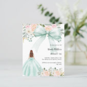 Sage groene jurk boog roze Sweet 16 uitnodiging (Staand voorkant)