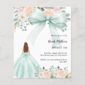 Sage groene jurk boog roze Sweet 16 uitnodiging (Voorkant)