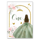 Sage Groene Jurk Goud Royale Prinses XV Años Kaart (Achterkant)