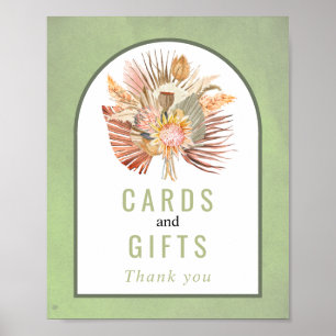Sage groene kaarten en geschenken vallen poster vo
