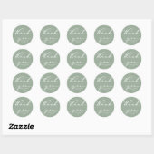 Sage Groene Kalligrafie Bruiloft Dank u Ronde Sticker (Vel)