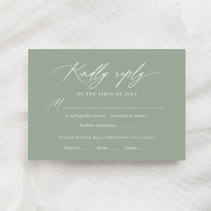 Sage Groene Kalligrafie Bruiloft Menu RSVP-kaart