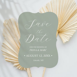 Sage groene kalligrafie bruiloft save the date kaa kaart