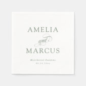 Sage Groene  Kalligrafie Bruiloft Servet (Voorkant)