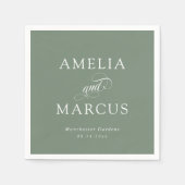 Sage Groene  Kalligrafie Bruiloft Servet (Voorkant)