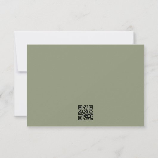 Sage Groene Kalligrafie Bruiloft Website QR CODE RSVP Kaartje (Achterkant)