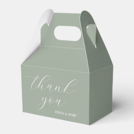 Sage groene kalligrafie elegante bruiloft gunstbox bedankdoosjes