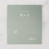 Sage groene kalligrafie elegante trouwstoel plaatskaartje (Buitenkant ongevouwen)