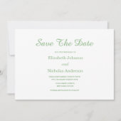 Sage Groene kalligrafie en typografie Classic Save The Date (Voorkant)