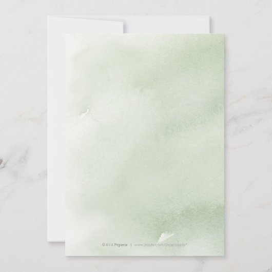 Sage groene kalligrafie rustige florale bruiloft kaart (Achterkant)