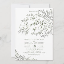 Sage groene kalligrafie rustige florale bruiloft