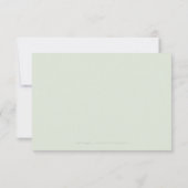 Sage-groene kalligrafie rustige florale bruiloft R RSVP Kaartje (Achterkant)