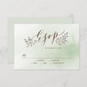 Sage-groene kalligrafie rustige florale bruiloft R RSVP Kaartje (Voorkant / Achterkant)