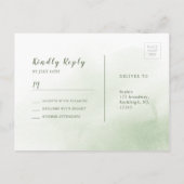 Sage-groene kalligrafie rustige florale bruiloft R Uitnodiging Briefkaart (Achterkant)