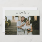 Sage Groene Kalligrafie Script Foto Bruiloft Bedankkaart (Voorkant)