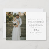 Sage Groene Kalligrafie Script Foto Bruiloft Bedankkaart (Achterkant)