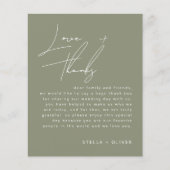 Sage Groene Kalligrafie Trouwreceptie Kaart (Voorkant)