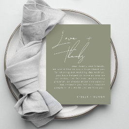 Sage Groene Kalligrafie Trouwreceptie Kaart