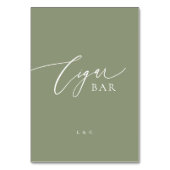 Sage Groene Kalligrafie Trouwsigaar Bar Teken Kaart (Voorkant)