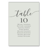 Sage Groene Kalligrafie Trouwtafel Zitting Grafiek Kaart (Voorkant)