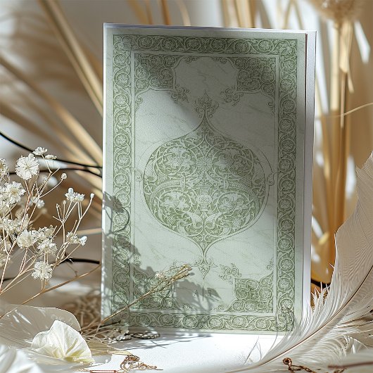 Sage Groene Kant Traditionele Moslim Bruiloft Kaart