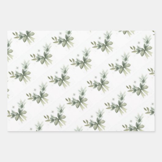 Sage groene kerst inpakpapier - set van 3 (Voorkant 3)