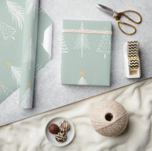 Sage-groene kerstbomen cadeaupapier