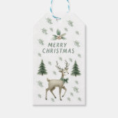 Sage Groene Kerstbomen & Rendieren Gift label Cadeaulabel (Voorkant)