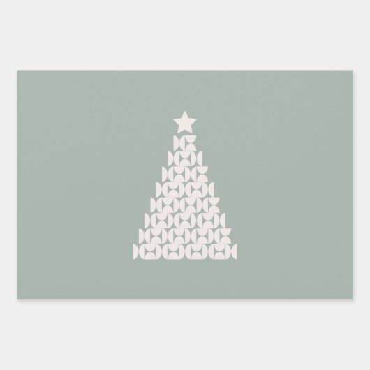 Sage Groene Kerstboom Inpakpapier Vel (Voorkant)