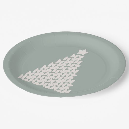 Sage Groene Kerstboom Papieren Bordje (Gekanteld)