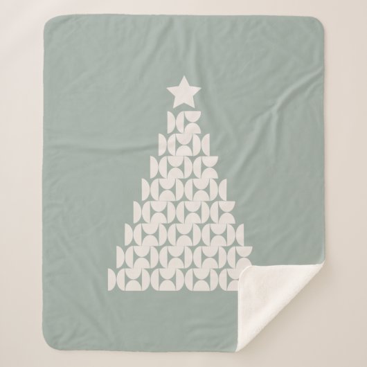 Sage Groene Kerstboom Sherpa Deken (Voorkant)