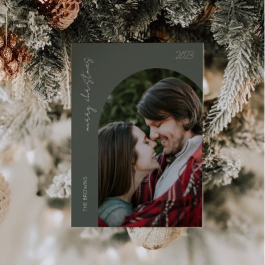 Sage Groene Kerstmis Kaart met Foto