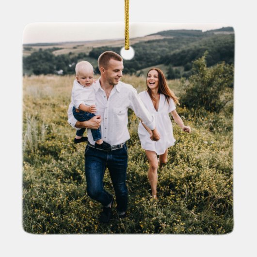 Sage groene Kerstmis minimale botanische foto Keramisch Ornament (Achterkant)