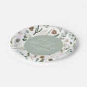 Sage groene Kerstmis minimale botanische Papieren Bordje (Gekanteld)