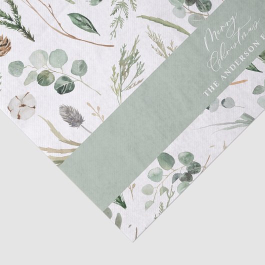 Sage groene Kerstmis minimale botanische Tissuepapier (Detail)
