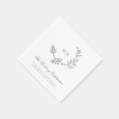 Sage Groene Klassieke Bloemenkrans Monogram Bruilo Servet (Hoek)
