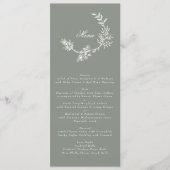 Sage Groene Klassieke Krans Bloemen Monogram Bruil Menu (Voorkant)