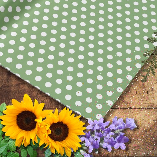 Sage Groene Kleine Polka Dots Cadeaupapier